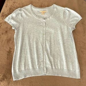 Covington gray short sleeve button cardigan 16-18W